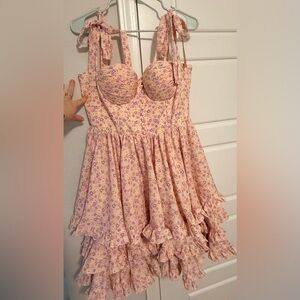 Adeirlina Catalina Pink & Purple Floral Mini Dress Size Large- RETAIL $263